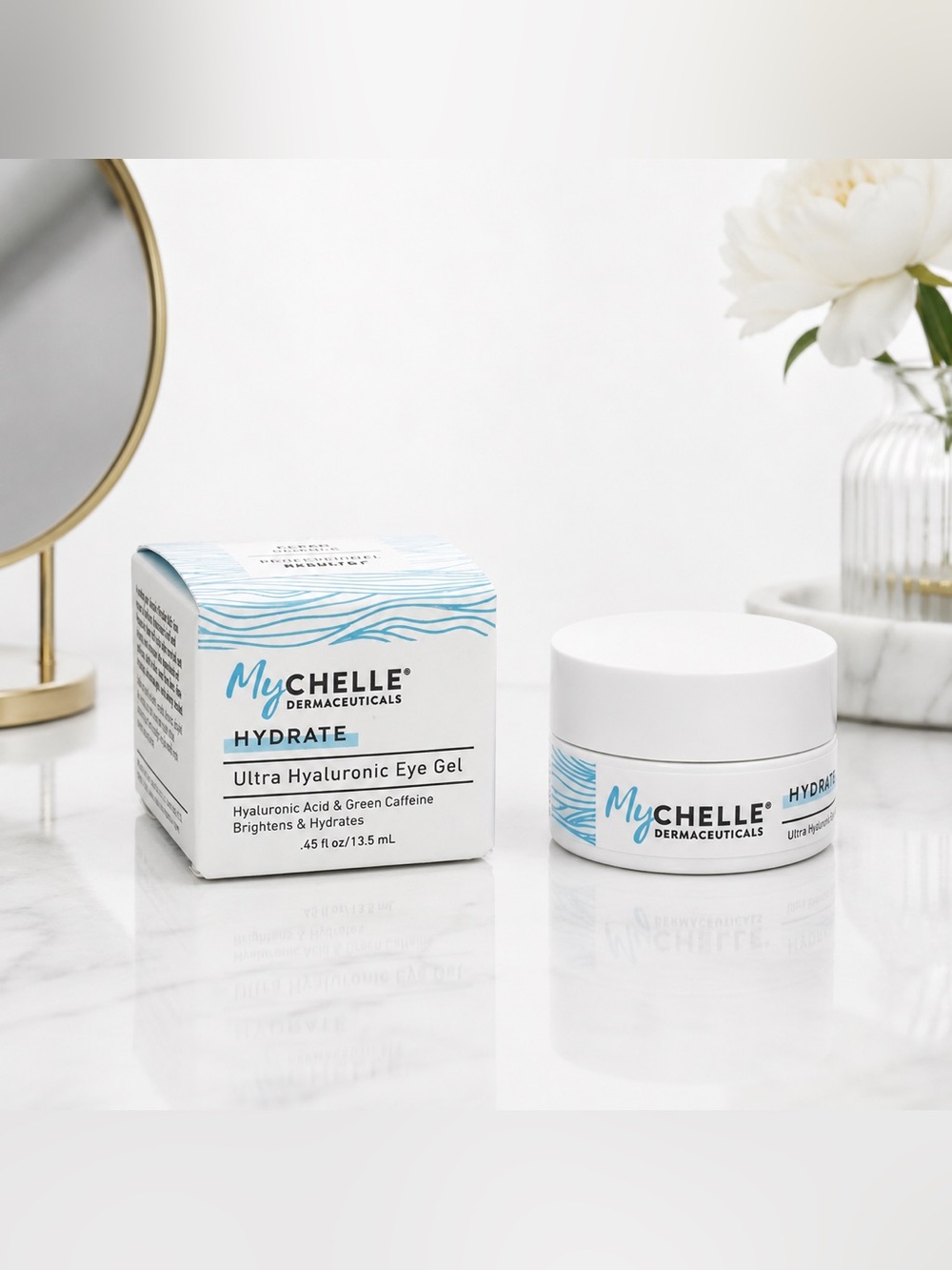 NIB MyChelle Ultra Hyaluronic Eye Gel Vegan Clean Anti-Aging Hydrating 0.45oz